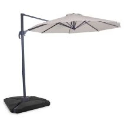VONROC Zweefparasol Bardolino Ø300cm – Premium parasol - Beige | Incl. 4 vulbare tegels