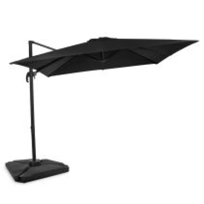 VONROC Zweefparasol Pisogne 300x300cm – Premium parasol - Antraciet/Zwart | Incl. 4 vulbare tegels
