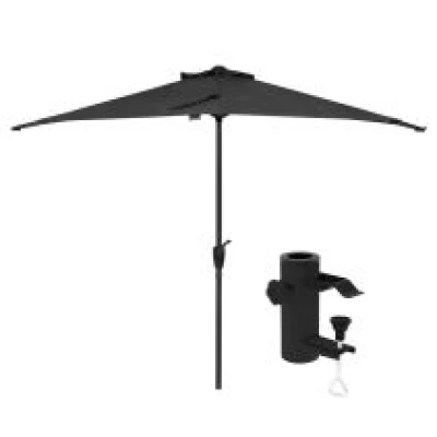 VONROC Balkon parasol Magione – Premium parasol 270x135cm - Antraciet/zwart | Incl. parasolhouder