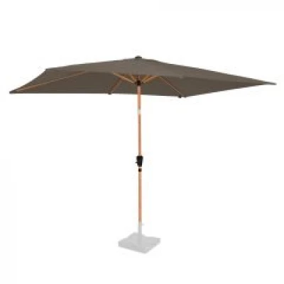 VONROC Parasol Rapallo 200x300cm –  Premium rechthoekige parasol - houtlook | Taupe