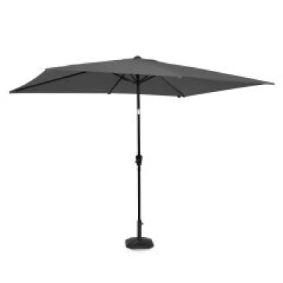 VONROC Parasol Rapallo 200x300cm –  Premium rechthoekige parasol - Grijs | Incl. betonnen parasolvoet