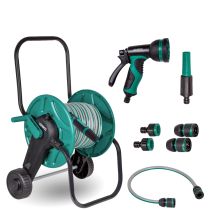 Hose trolley set with 20m garden hose | Incl. 3 nozzles and couplings
